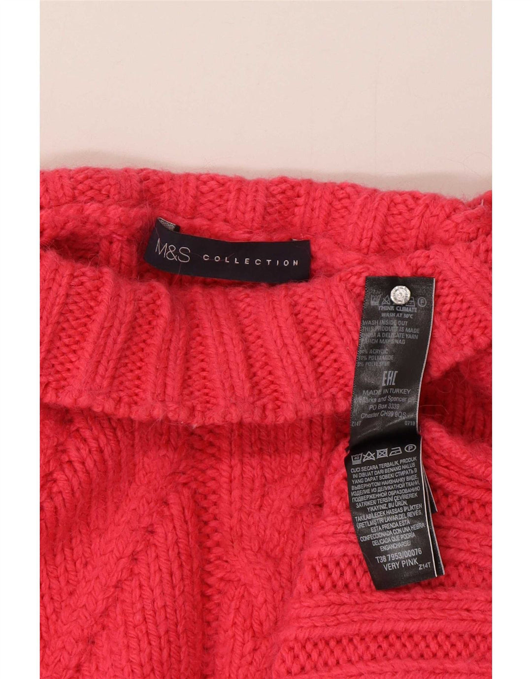 Marks & Spencer Dame Turtle Neck Jumper Sweater UK 16 Large Pink