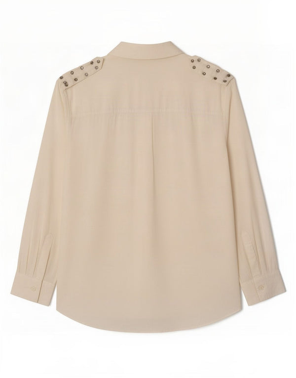 Zara Womens Military Shirt UK 14 Medium White Viscose