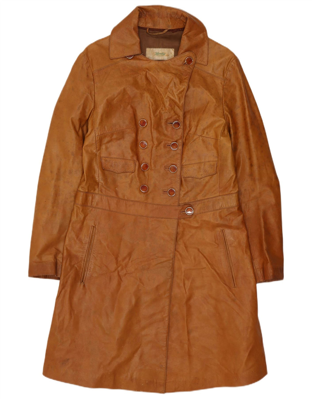Vintage læderfrakke til kvinder UK 10 Small Brown