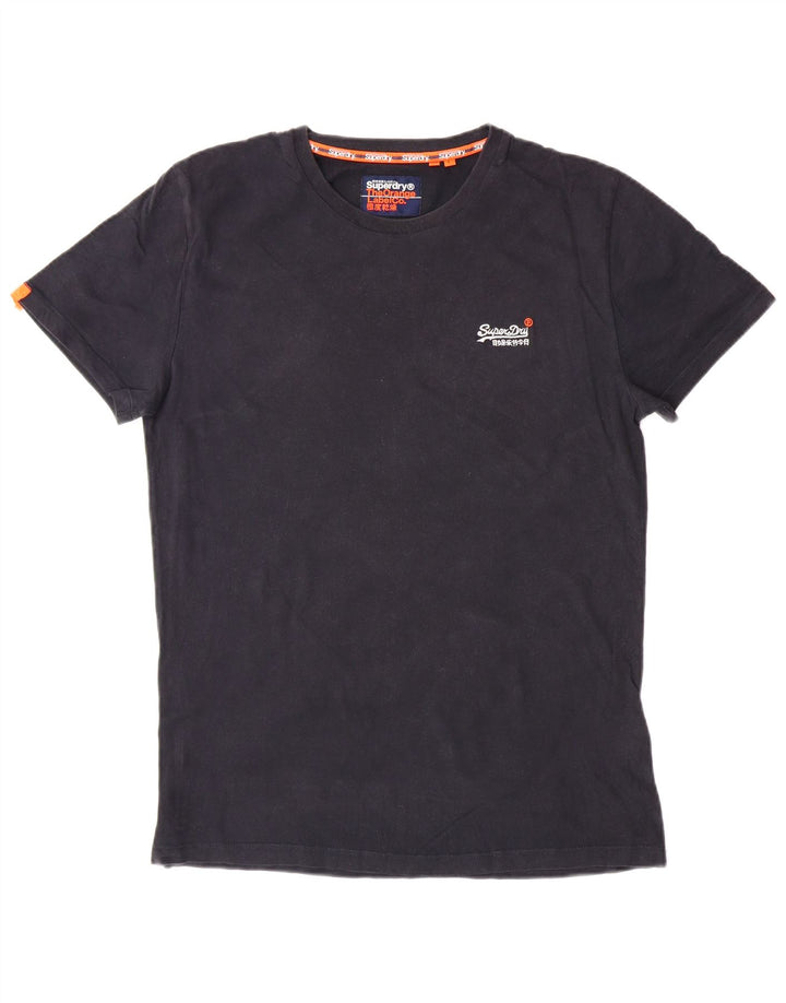 SUPERDRY Herre T-Shirt Top Stor Sort Bomuld Klassisk