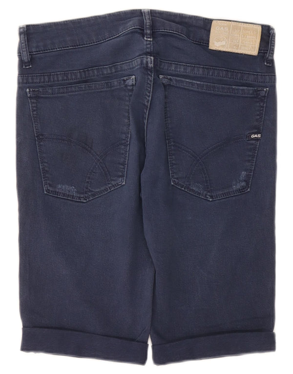 Gas Mens Anders Slim Denim Shorts W31 Medium Navy Blue Cotton Classic