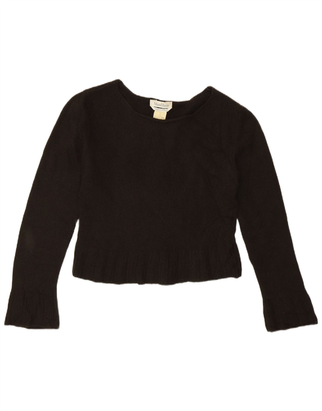 Max Mara Womens Crop Crew Neck Jumper Sweater UK 12 Medium Brown