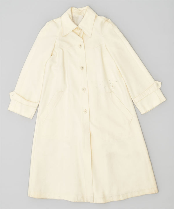 VINTAGE Dame Overfrakke UK 4 XS Off White