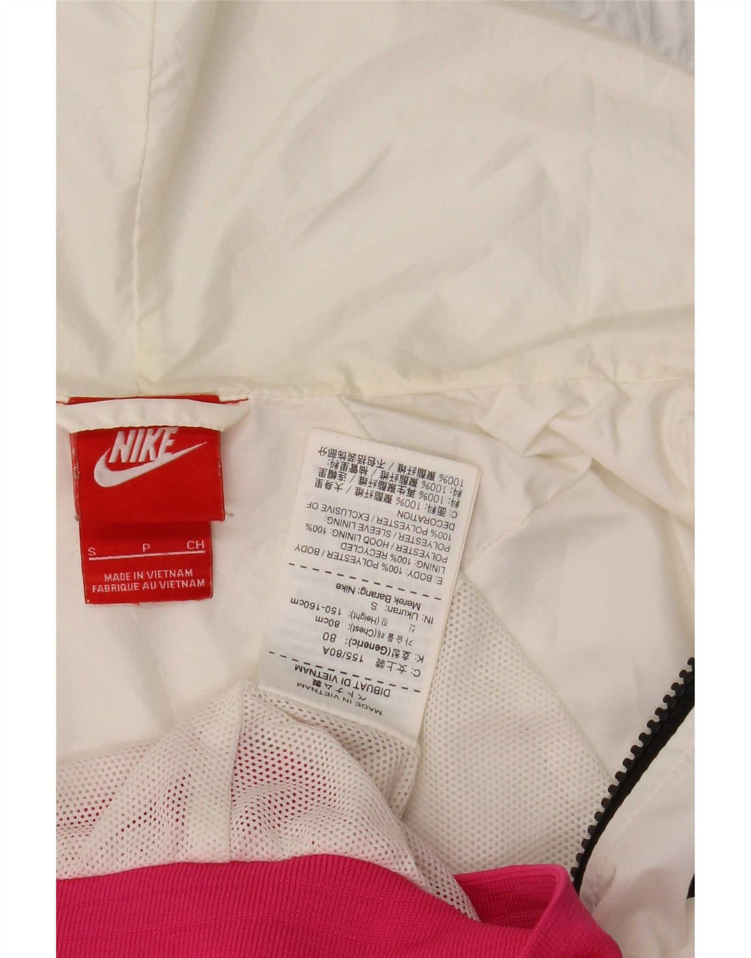 Nike Regnjakke med hætte til kvinder UK 10 Small Pink Colourblock Polyester