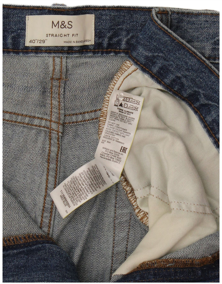 Marks & Spencer Straight Jeans til mænd W40 L29 Blå Bomuld