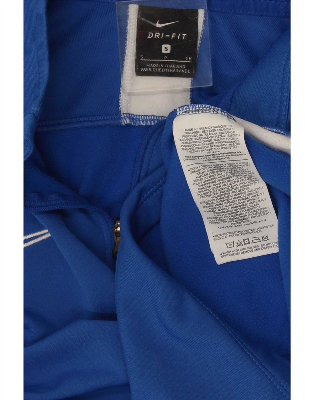 Nike Pullover med lynlås til mænd, træningsdragt, lille blå farveblok polyester