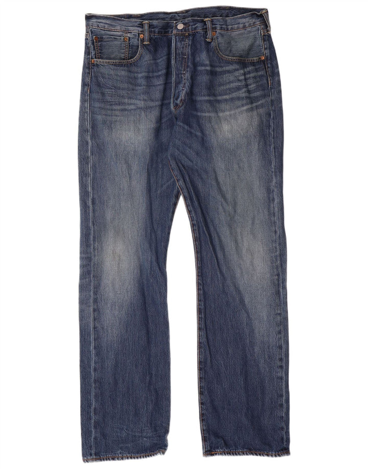 LEVI'S Herre 501 Straight Jeans W38 L34 Blå Bomuld