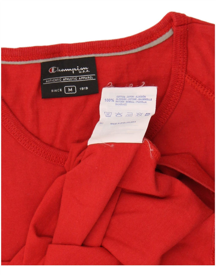 CHAMPION Womens Graphic T-Shirt Top UK 12 Medium Red Cotton