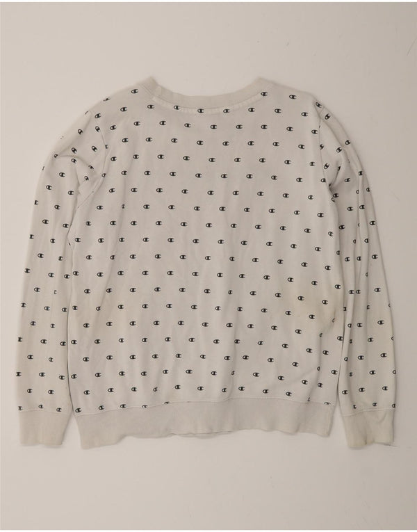 Champion Dame Grafisk Sweatshirt Jumper UK 18 XL Hvid Bomuld