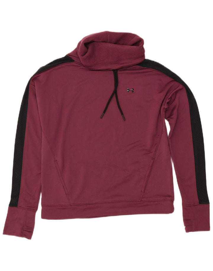 UNDER ARMOUR Dame Oversized Sweatshirt Jumper UK 10 Small Burgundy