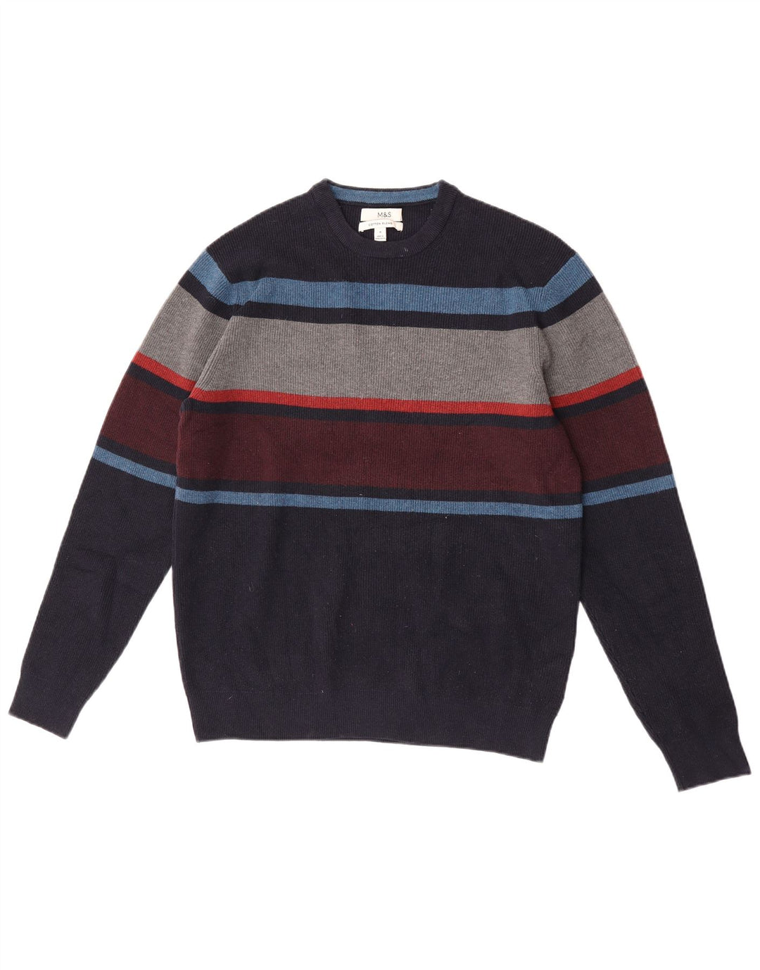 Marks & Spencer Herre sweater med rund hals, medium marineblå farveblok