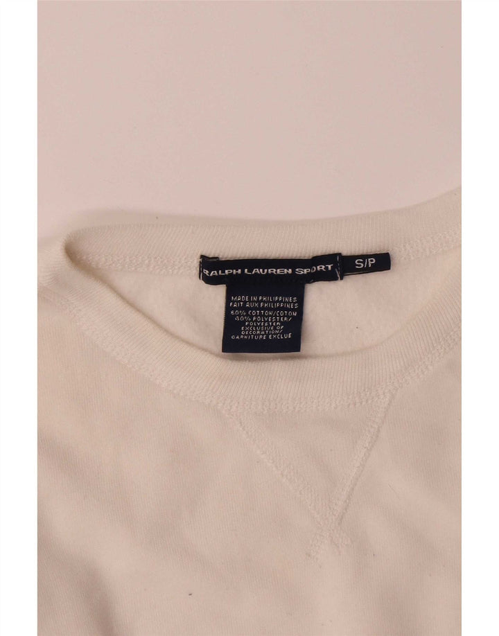Ralph Lauren Dame Sweatshirt Jumper UK 10 Small White Bomuld