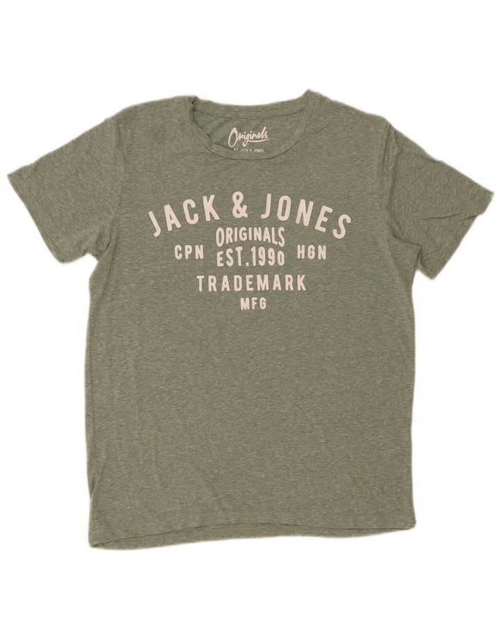 Jack & Jones Herre grafisk T-shirt Top Lille Grøn Flecked Polyester