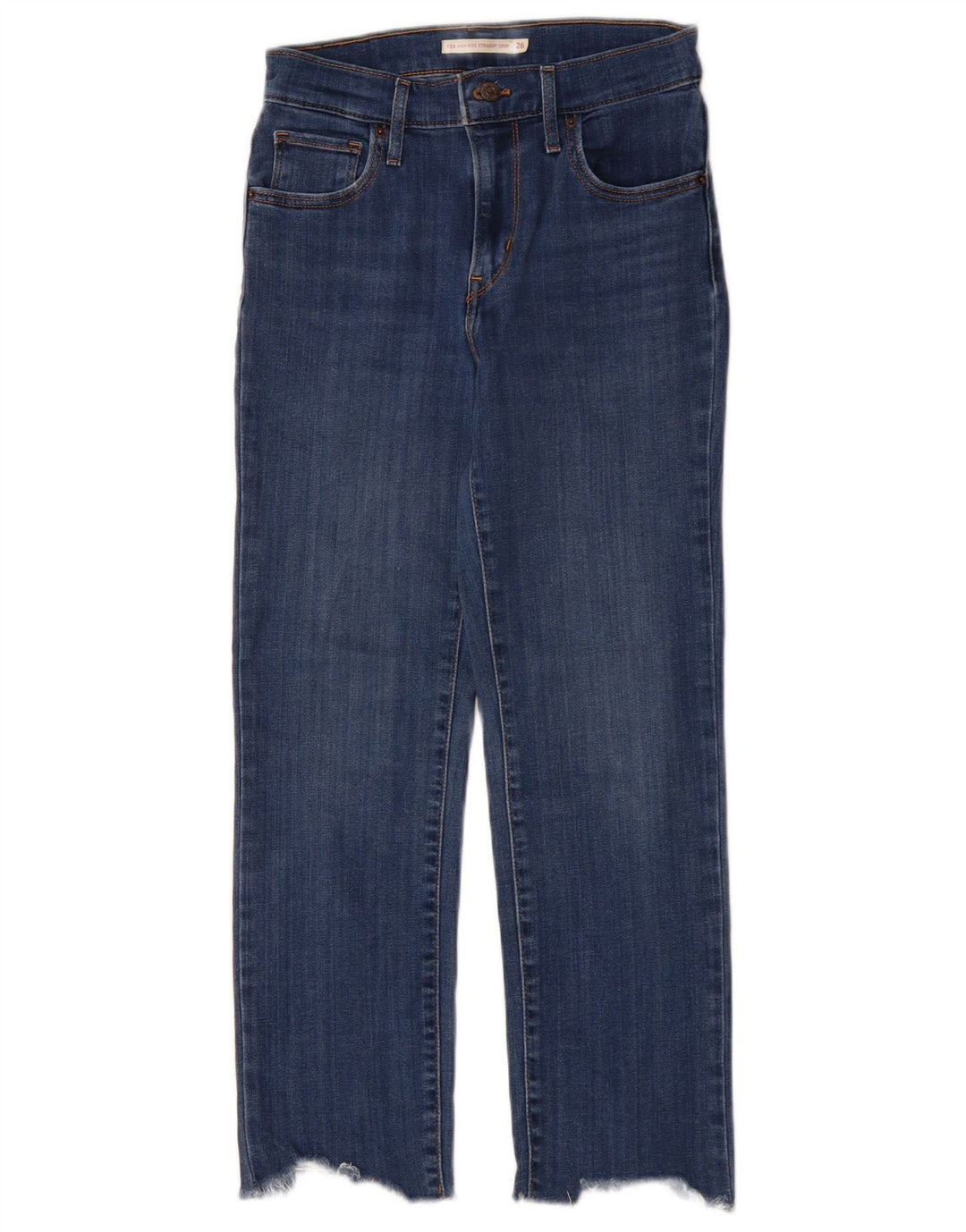 LEVI'S Dame 724 Højtaljede Straight Cropped Jeans W26 L25 Blå Bomuld