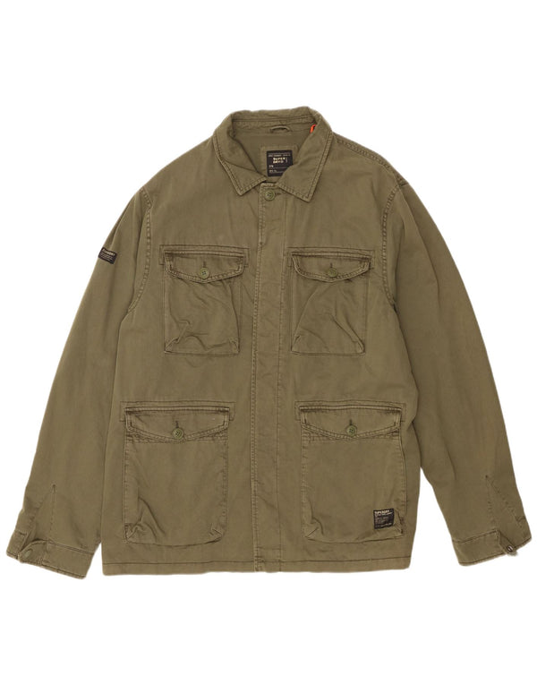 Superdry Herre Grafisk Utility Jacket UK 44 2XL Khaki Bomuld