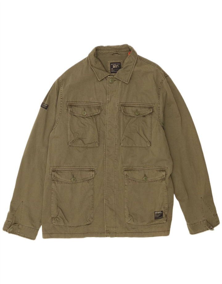 Superdry Herre Grafisk Utility Jacket UK 44 2XL Khaki Bomuld