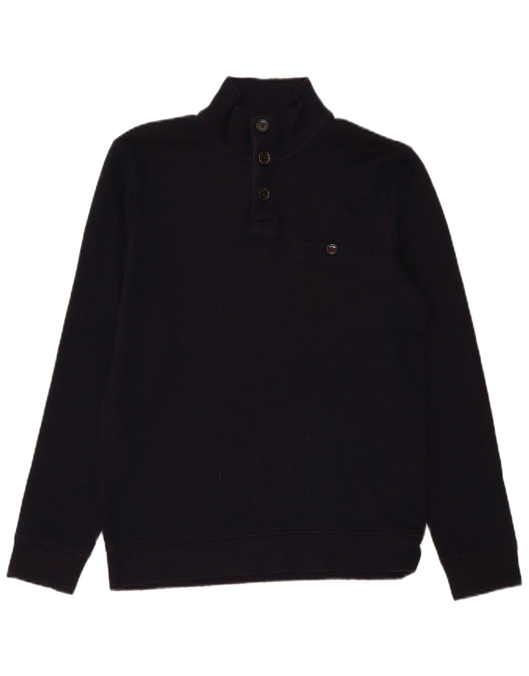 Ted Baker Herre Button Neck Jumper Sweater Størrelse 2 Small Navy Blue Modern