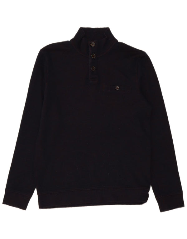 Ted Baker Herre Button Neck Jumper Sweater Størrelse 2 Small Navy Blue Modern