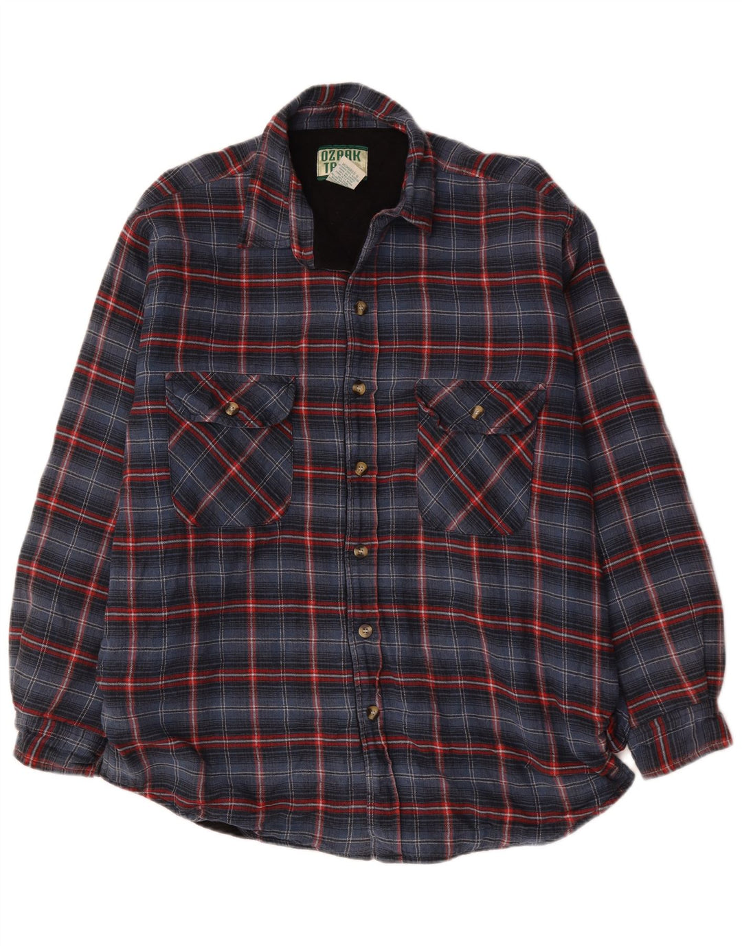 Ozark Trail Herre Lumberjack Flanell Shirt Large Blue Plaid Bomuld