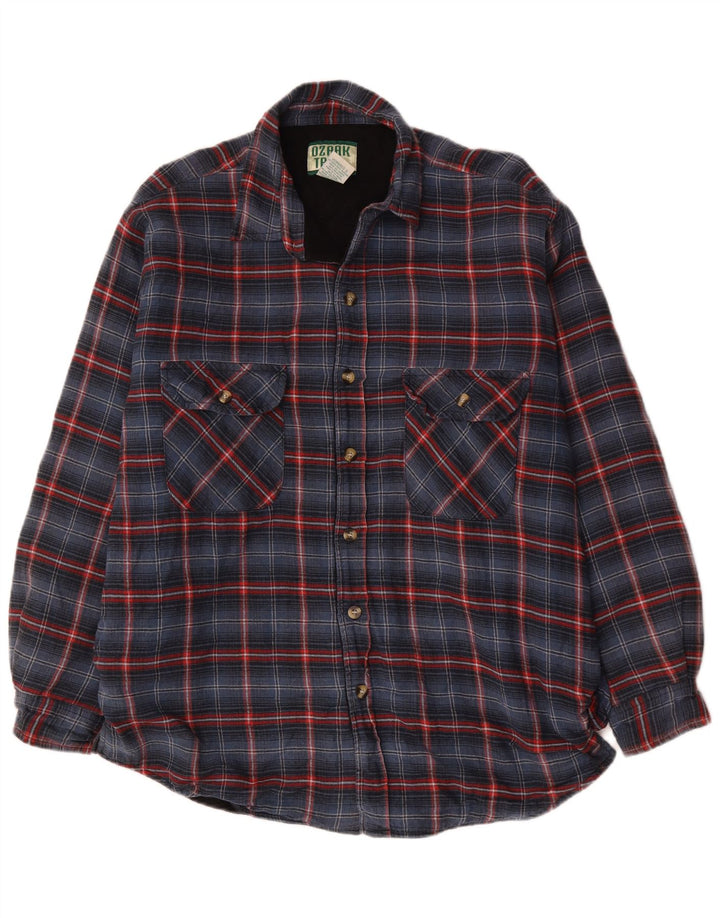 Ozark Trail Herre Lumberjack Flanell Shirt Large Blue Plaid Bomuld
