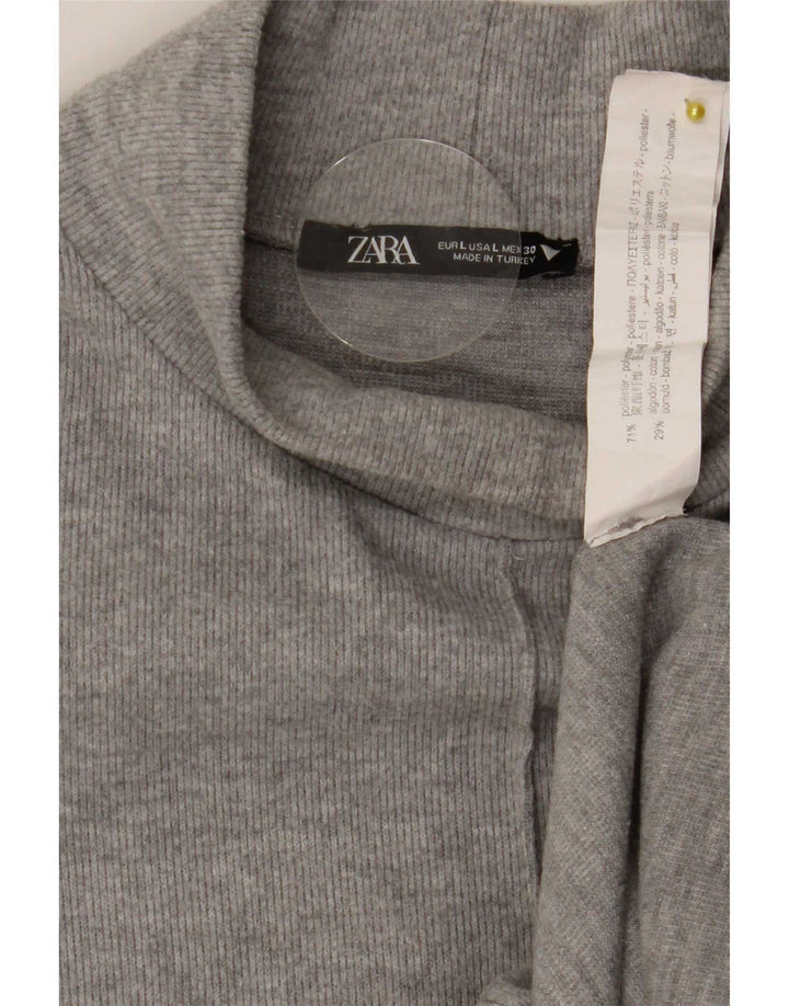 Zara Dame Kortærmede Jumper Kjole UK 16 Stor Grå Polyester