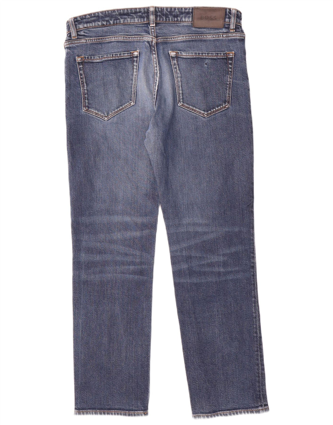 Hugo Boss Herre Regular Straight Jeans W33 L28 Blå Bomuld