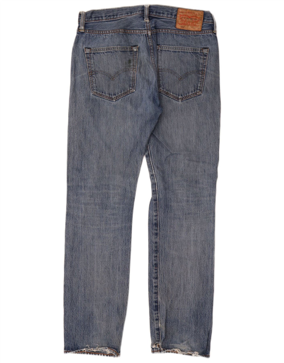 Levi's Herre 501 Distressed Straight Jeans W32 L32 Blå Bomuld