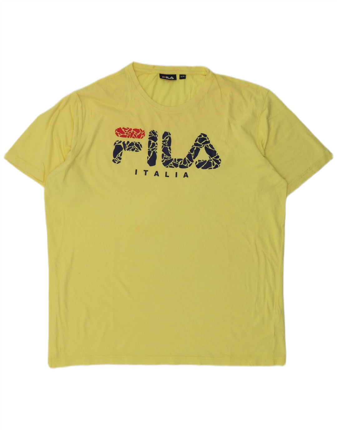 FILA Herre Grafisk T-Shirt Top XL Gul Bomuld