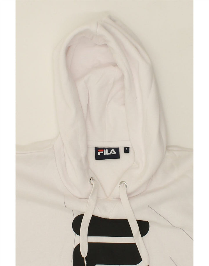 FILA Mens Graphic Hoodie Jumper Small White Polyester Vintage Fila and Second-Hand Fila from Messina Hembry 