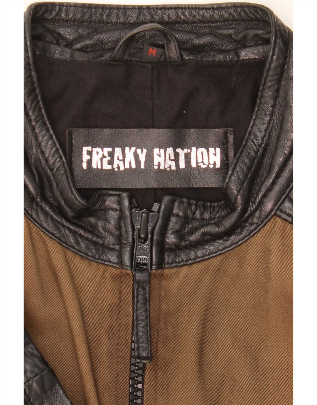 Freaky Nation Racerjakke til mænd UK 38 Medium Brown Colourblock