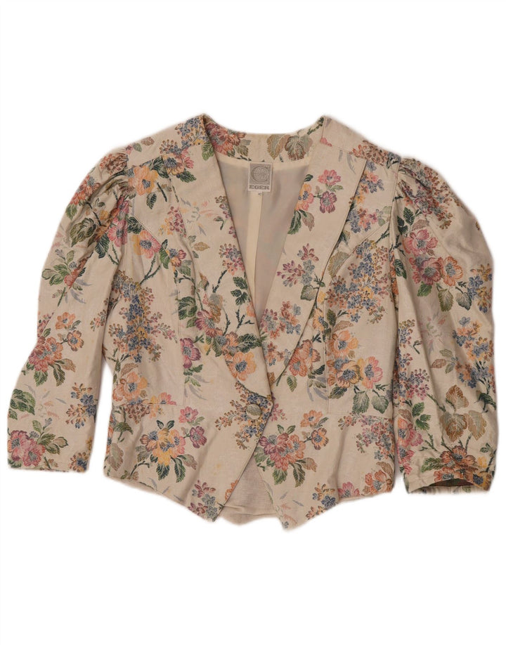 Eger 3/4 ærmer blazerjakke med 1 knap til kvinder IT 42 Medium Beige Floral