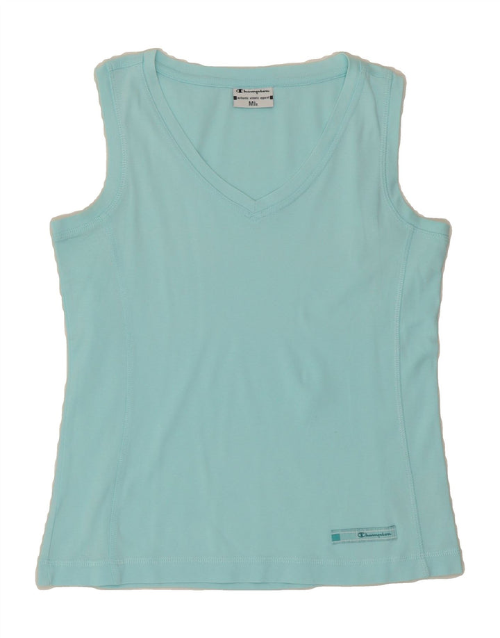 CHAMPION Womens Easy Fit Vest Top UK 12 Medium Blue Cotton Vintage Champion and Second-Hand Champion from Messina Hembry 