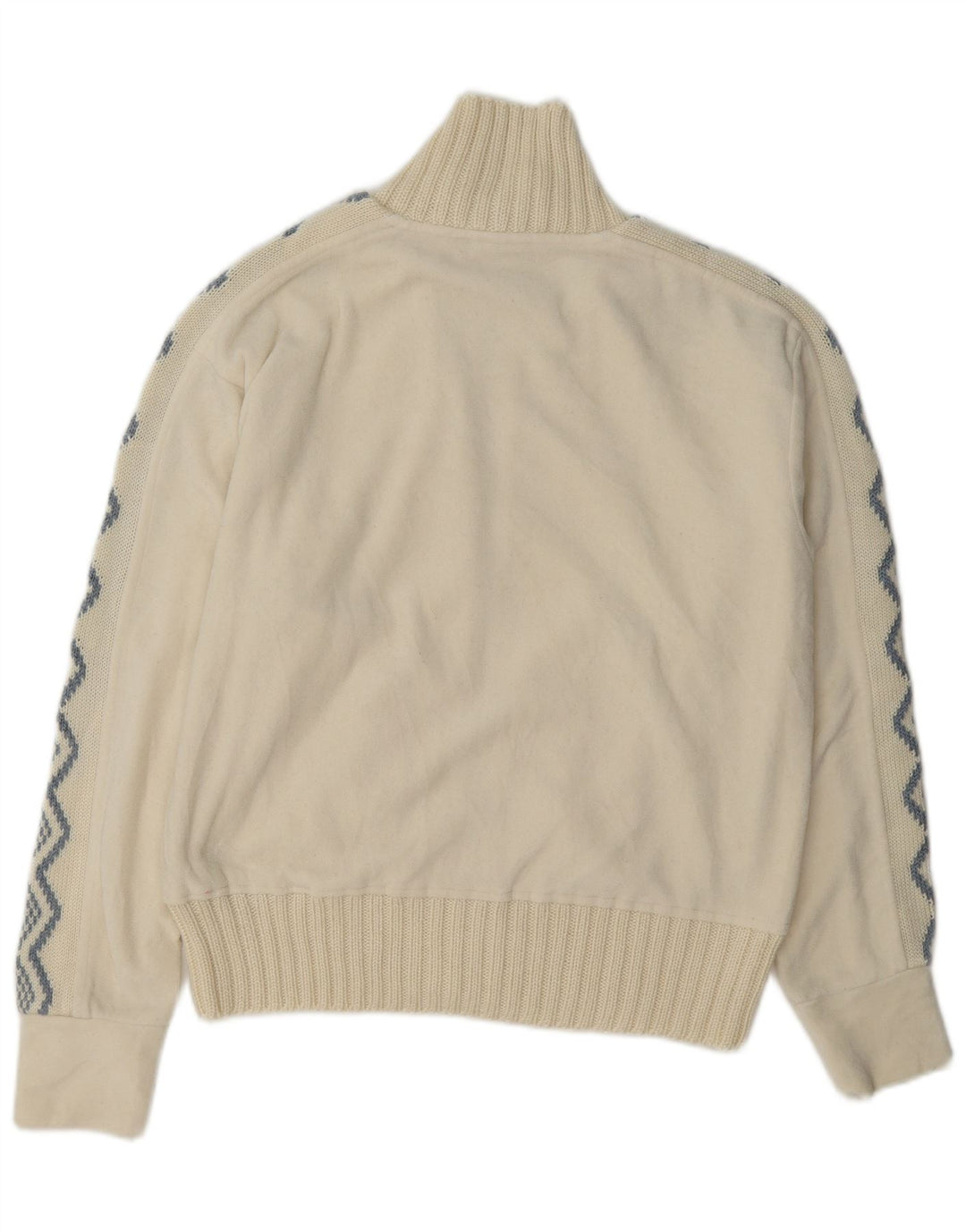 Vintage fleecejakke til kvinder UK 14 Large Off White Geometrisk Polyester