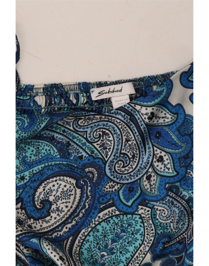 VINTAGE Womens Slip Dress UK 8 Small Blue Paisley Polyester Vintage Vintage and Second-Hand Vintage from Messina Hembry 