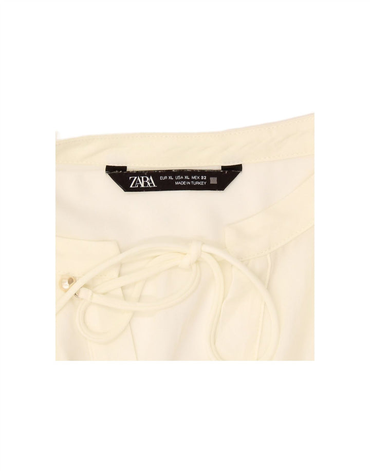 ZARA Womens 3/4 Sleeve Shirt Blouse UK 18 XL Off White Polyester
