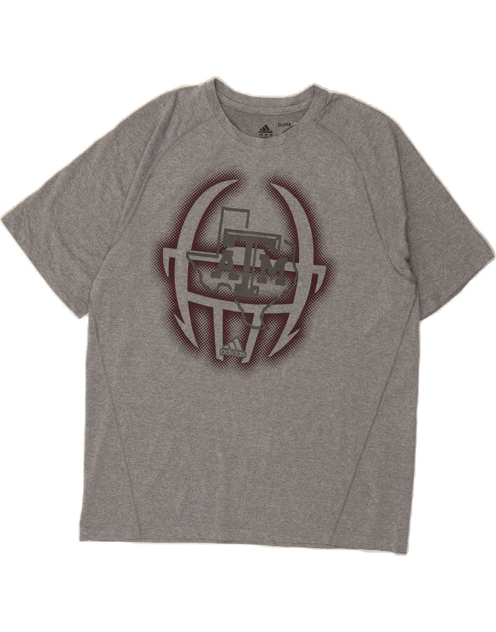 ADIDAS Mens Climalite Graphic T-Shirt Top Large Grey Polyester Vintage Adidas and Second-Hand Adidas from Messina Hembry 