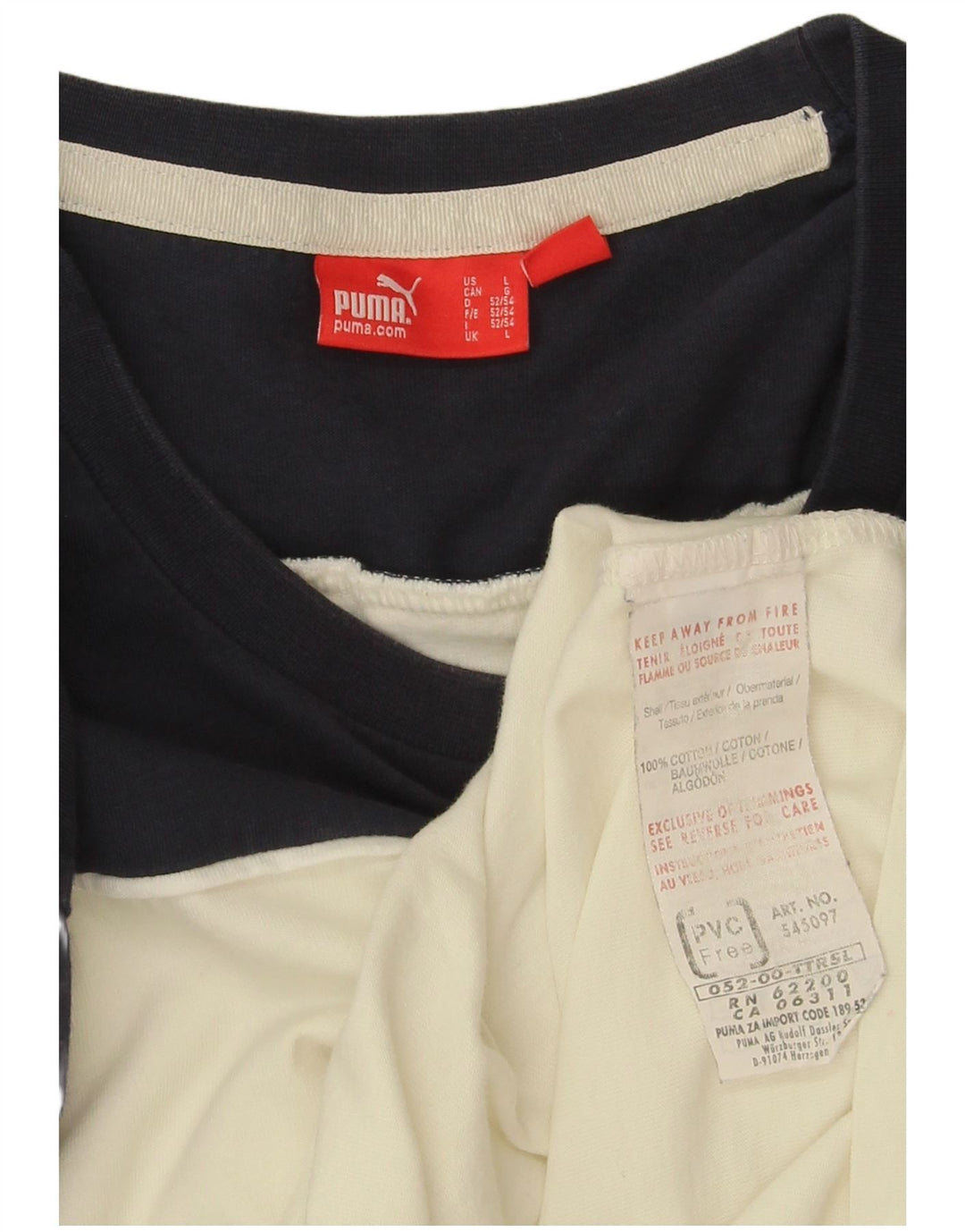 Puma Herre Top Langærmet Large Off White Colourblock Bomuld