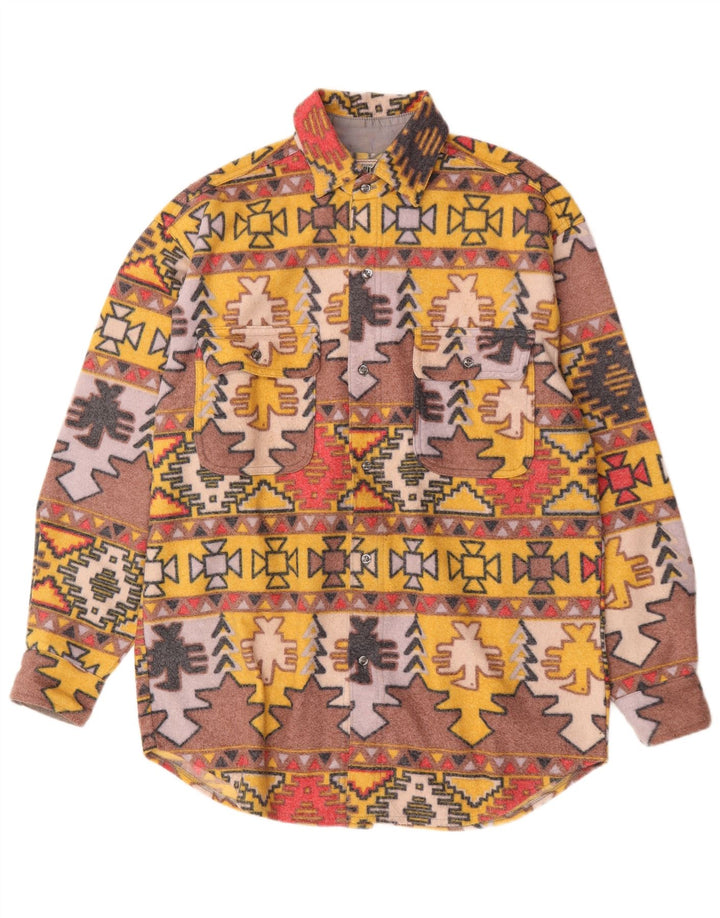 Syndig Herre Fleece Flanellskjorte Stor Flerfarvet Geometrisk