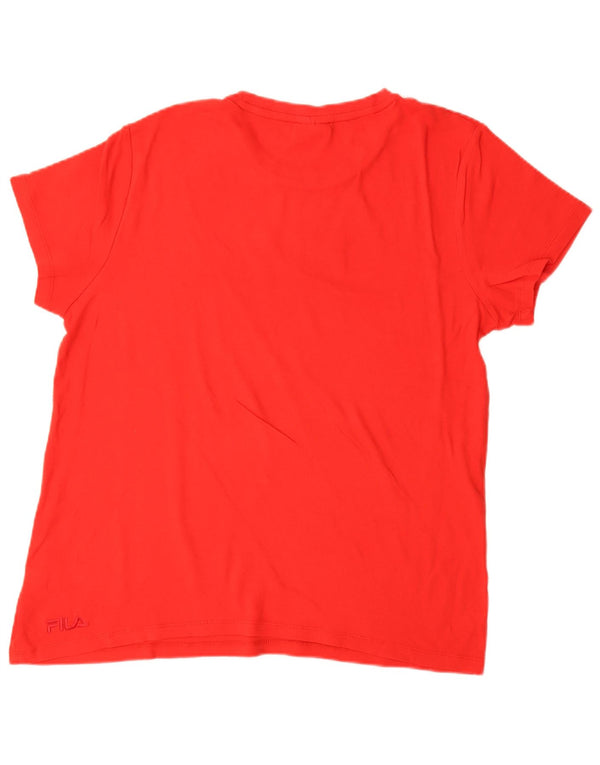 Fila Dame Grafisk T-Shirt Top UK 18 XL Rød Bomuld