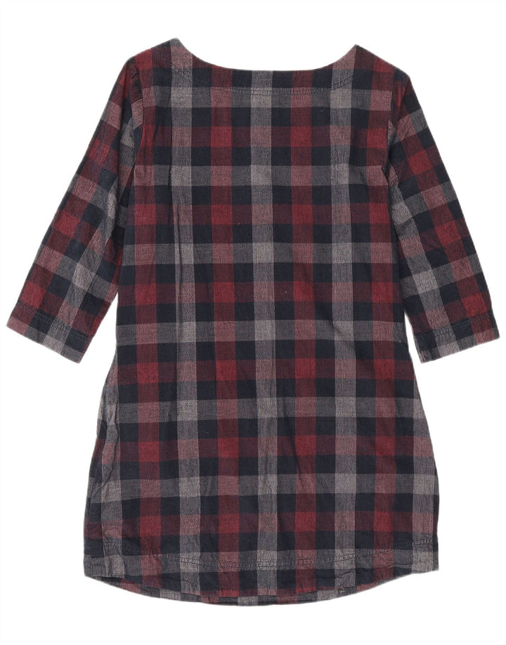 Weird Fish Dame 3/4 Ærm Shift Dress UK 10 Small Navy Blue Check