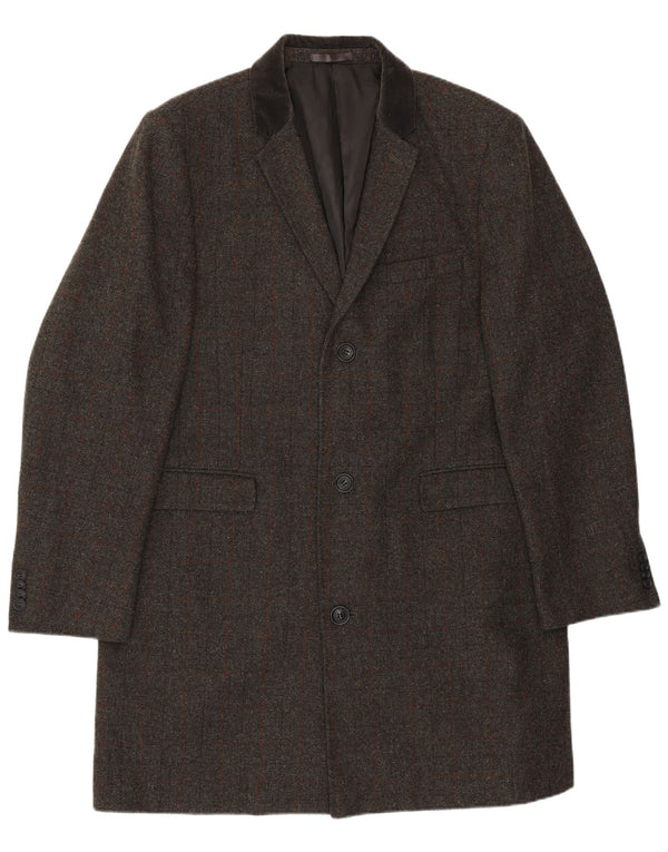 VINTAGE Herre Regular Longline 3-knaps blazerjakke UK 46 3XL Grå ternet