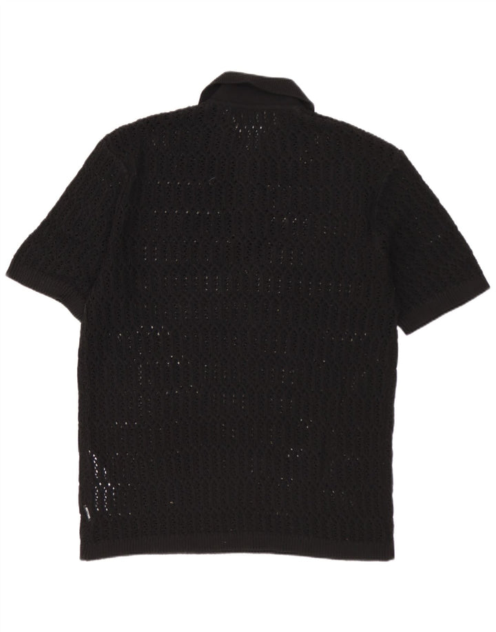 KUN & SØNNER Herre Kortærmet Polo Neck Jumper Sweater Medium Sort Bomuld