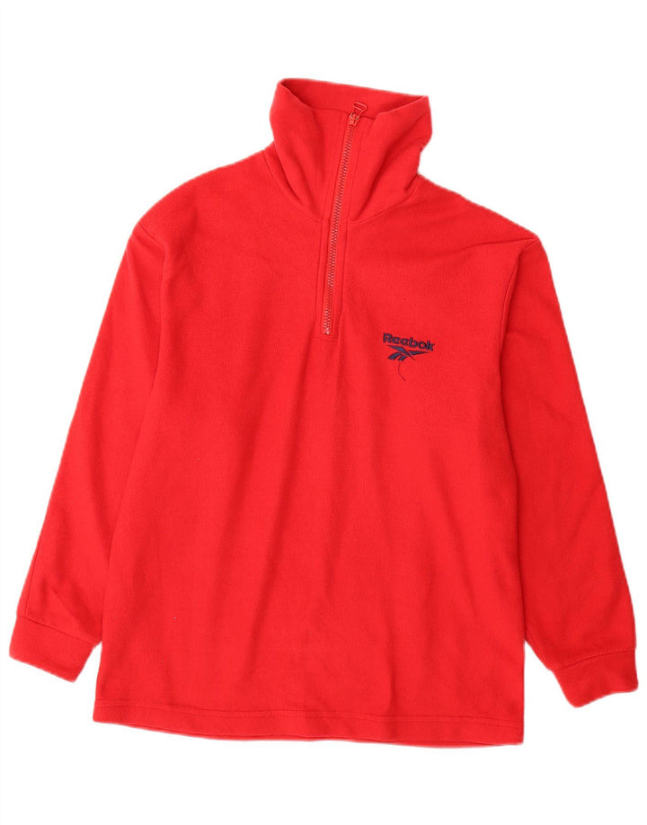 REEBOK Girls 1/4 Zip Fleece Jumper 15-16 Years Red Polyester