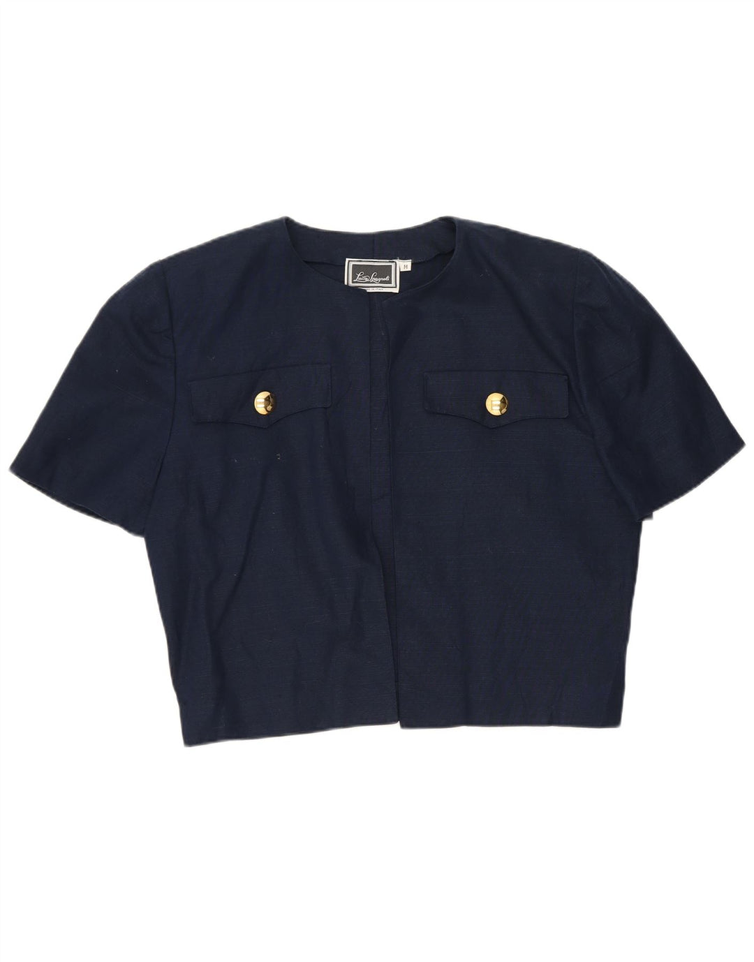 Luisa Spagnoli Dame Kortærmet Bolero Top UK 12 Medium Navy Blue Bomuld