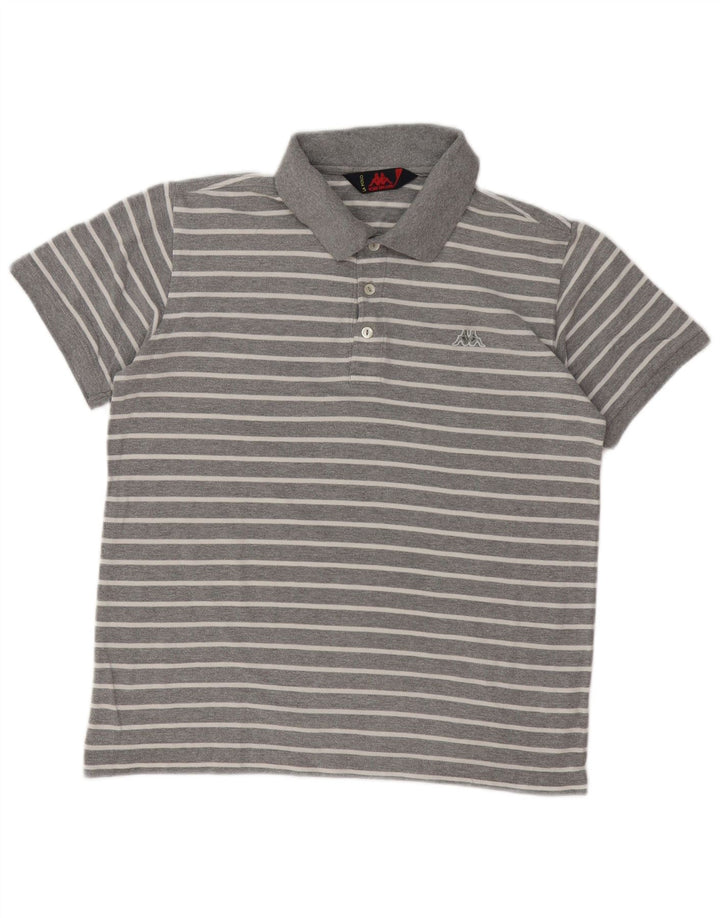 Kappa herre poloshirt mellemgrå stribet bomuld
