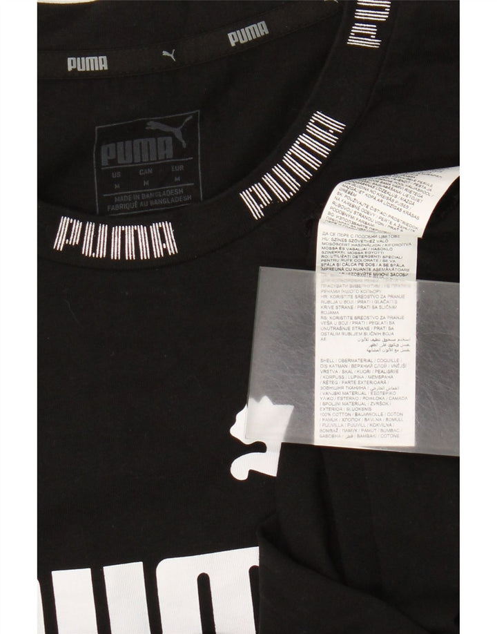 Puma Grafisk T-Shirt Top UK 12 Medium Sort Bomuld