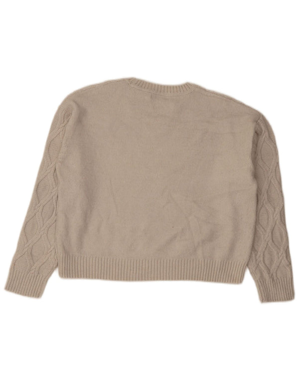 Marks & Spencer Dame Loose Fit Jumper Sweater med rund hals DK 14 Medium Beig