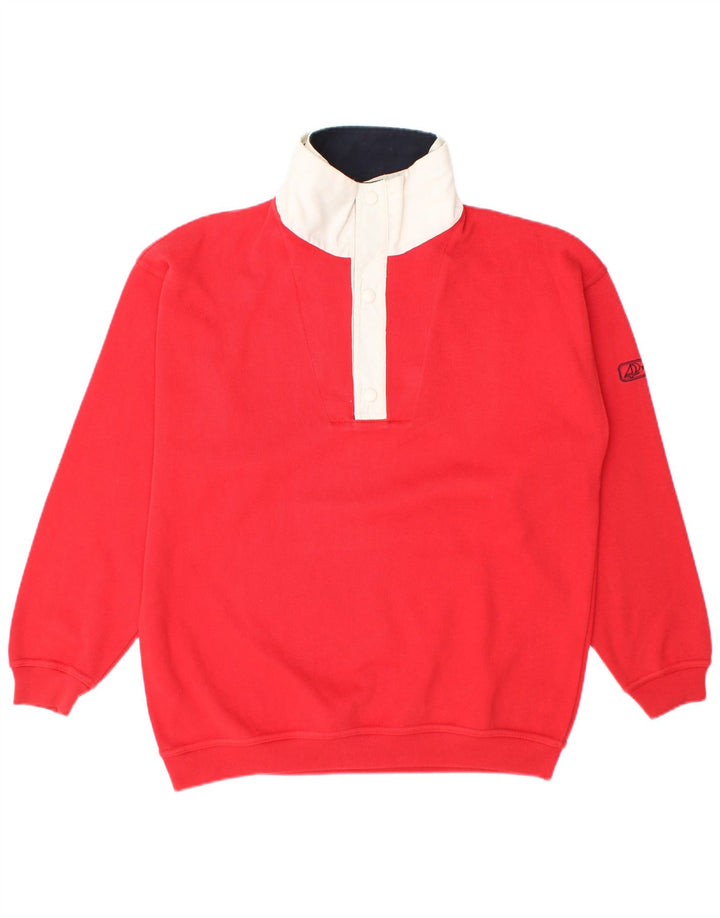 Yachting Club Herre Button Neck Sweatshirt Jumper Large Red Colourblock