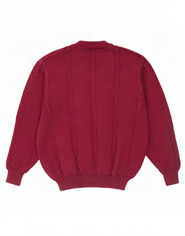 Vintage herre sweater med rund hals XL Bourgogne