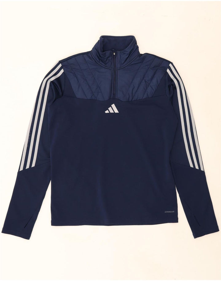 ADIDAS Mens Aeroready Zip Neck Pullover Tracksuit Top Medium Navy Blue Vintage Adidas and Second-Hand Adidas from Messina Hembry 